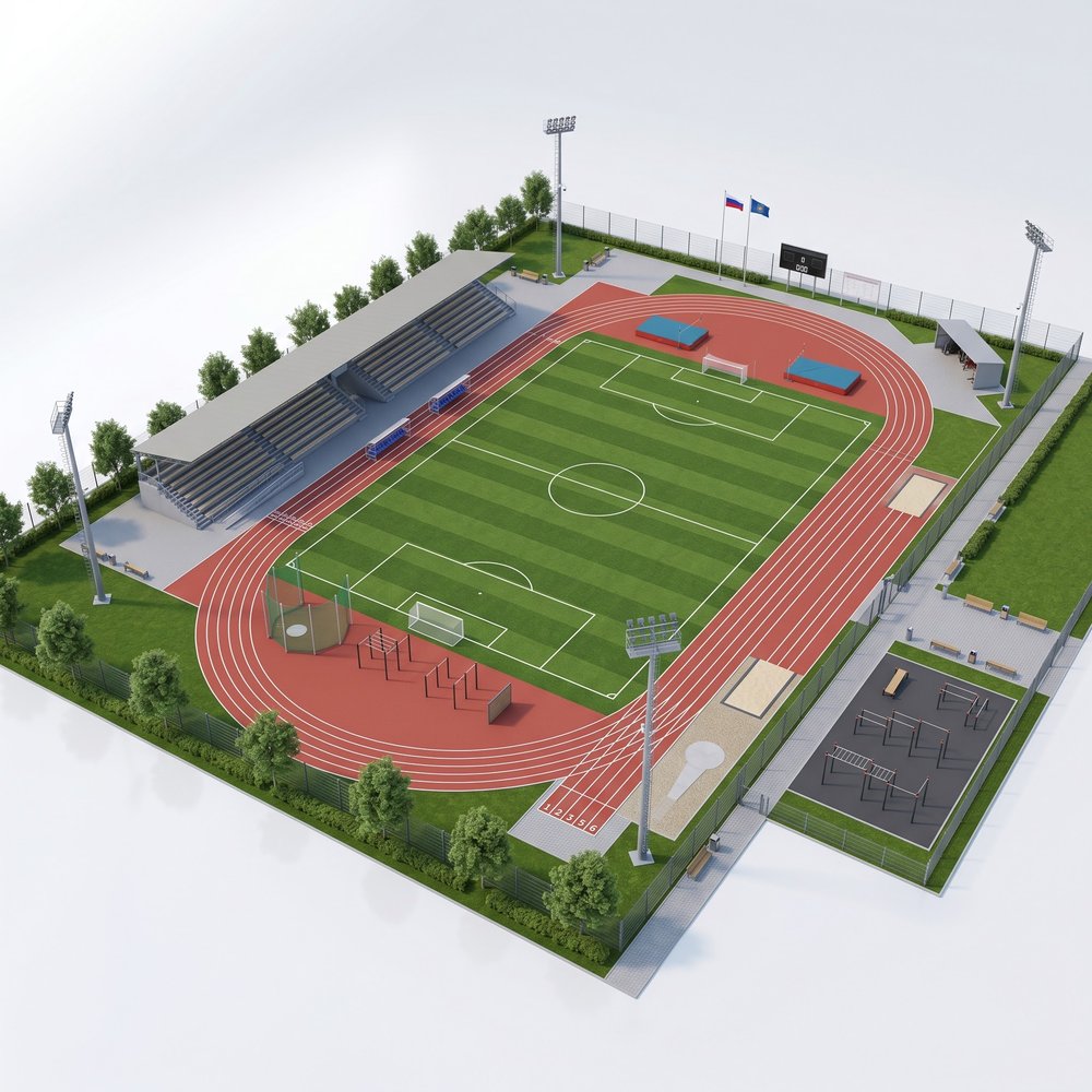 Стадион школьный с беговыми дорожками
