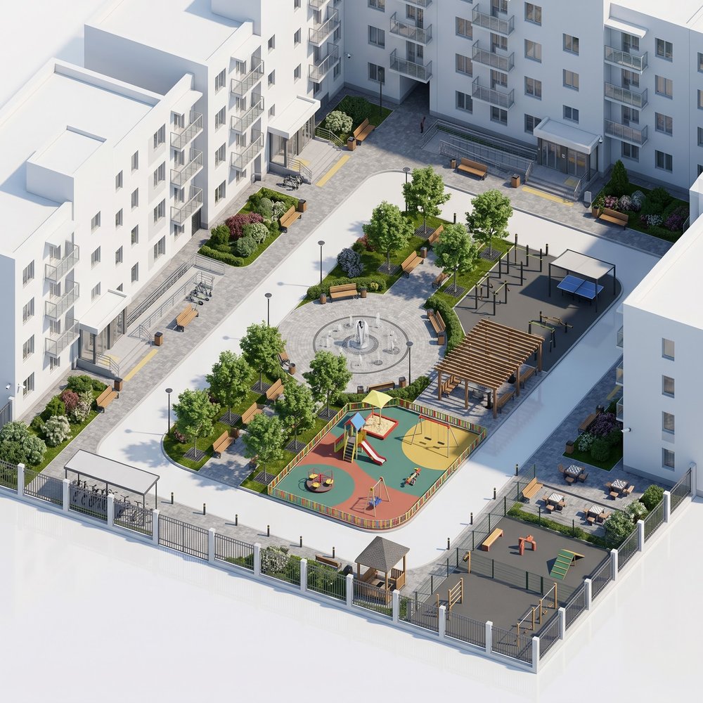 Закрытый двор без машин