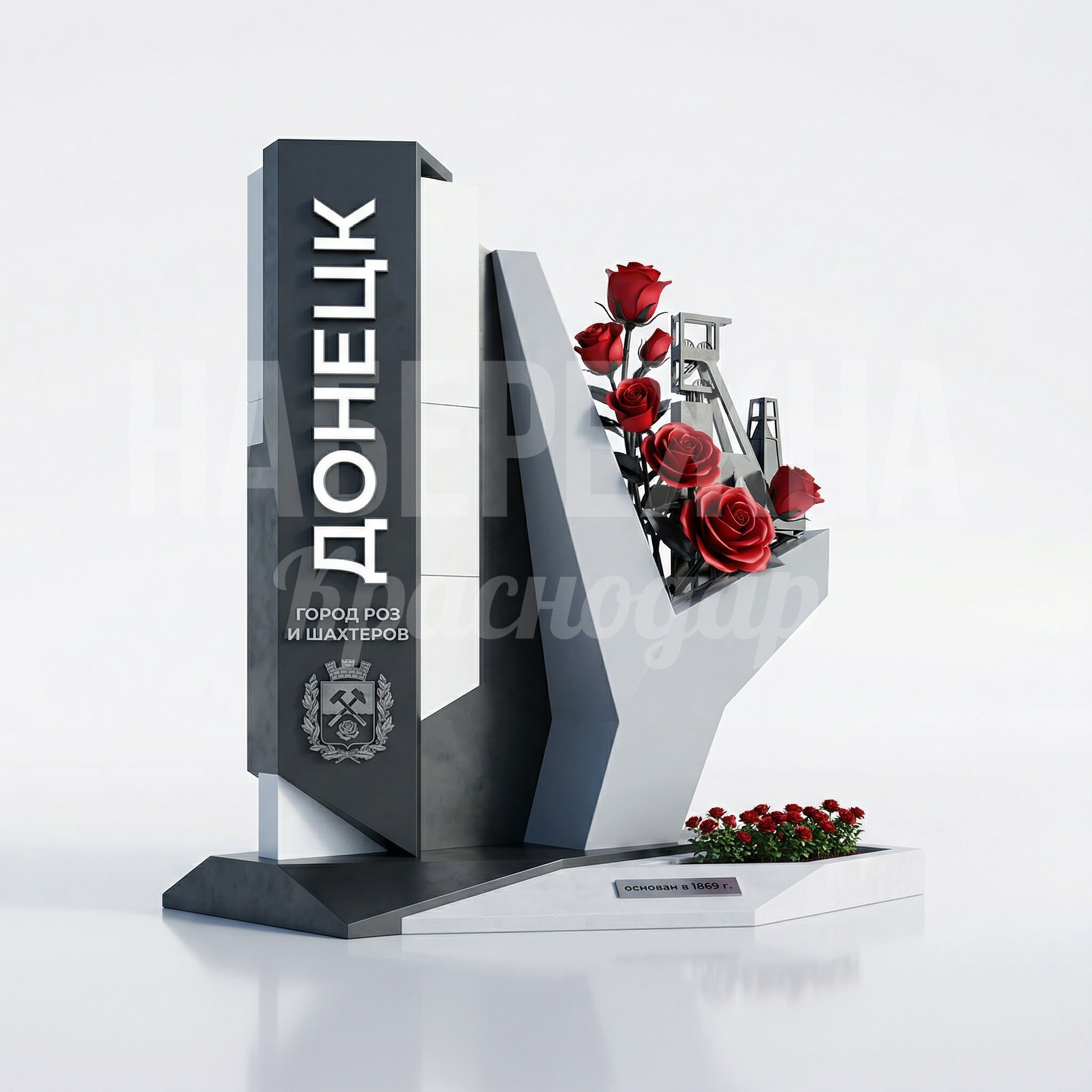 Стела для обозначения въезда в город Донецк