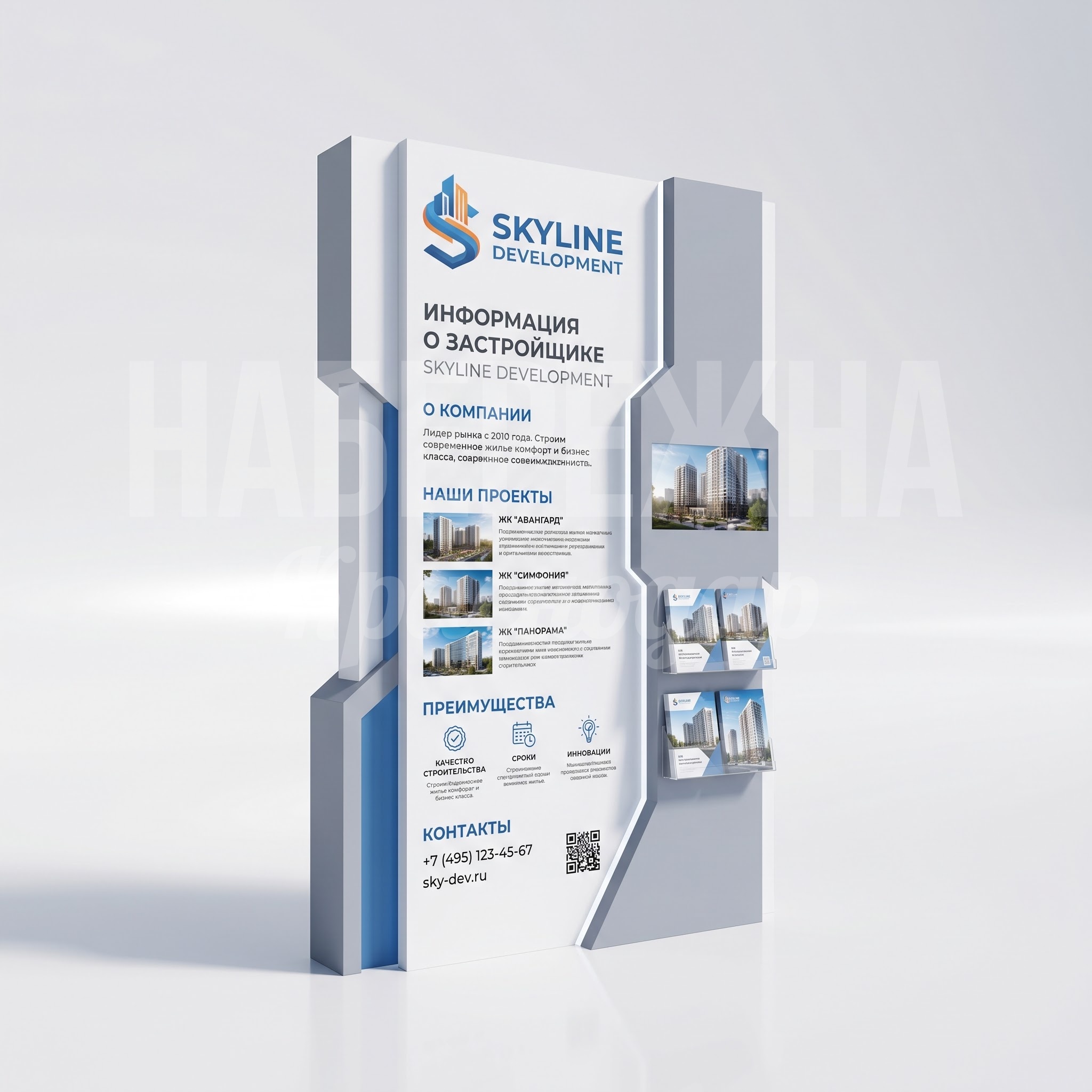 Стенд с информацией о застройщике Kupab