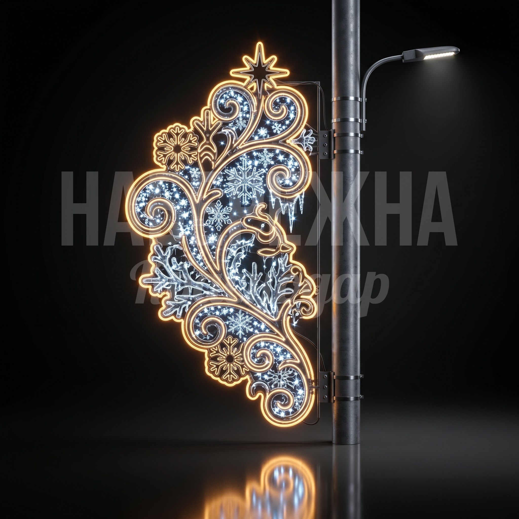 Световая консоль на столб морозный узор