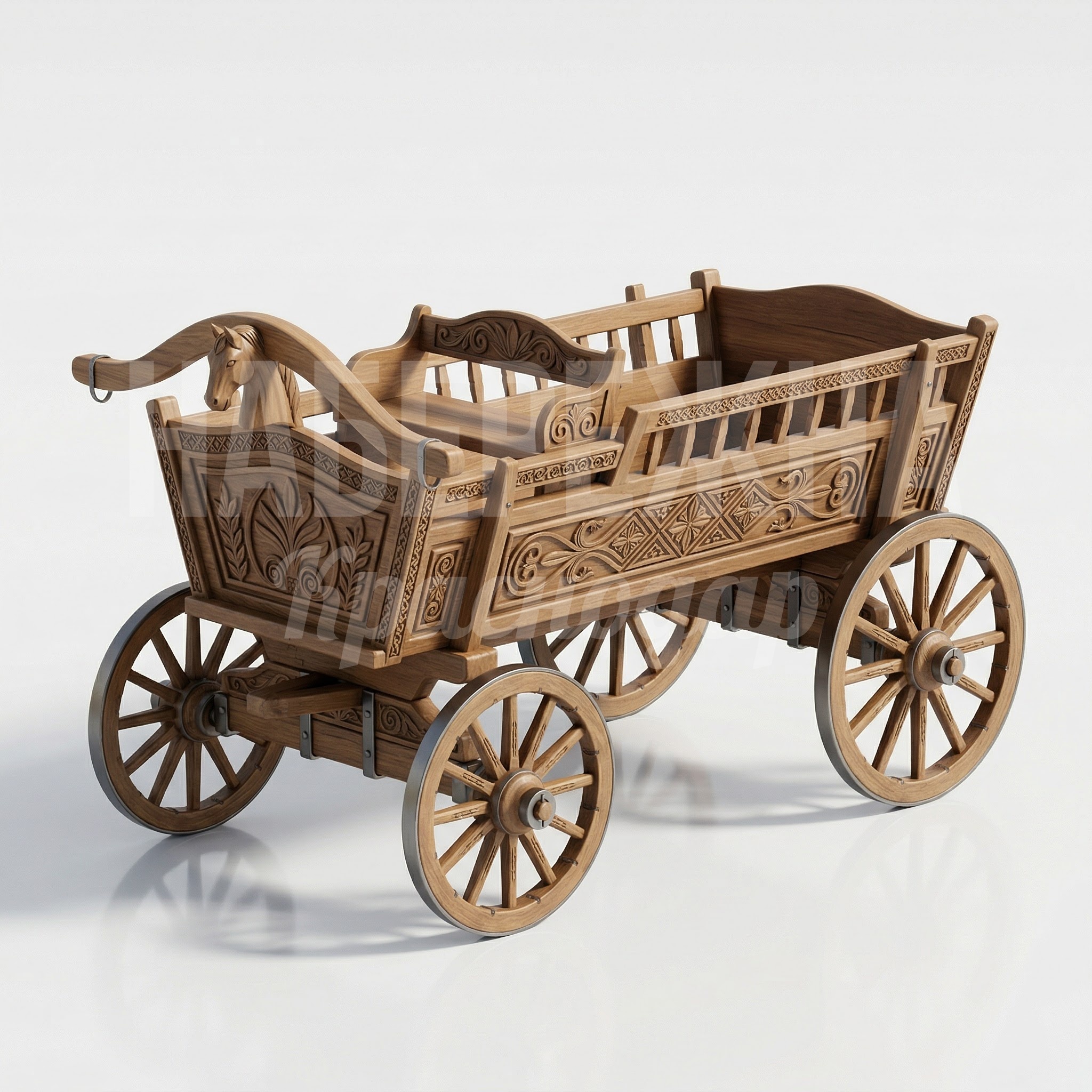Телега деревянная резная Gertu