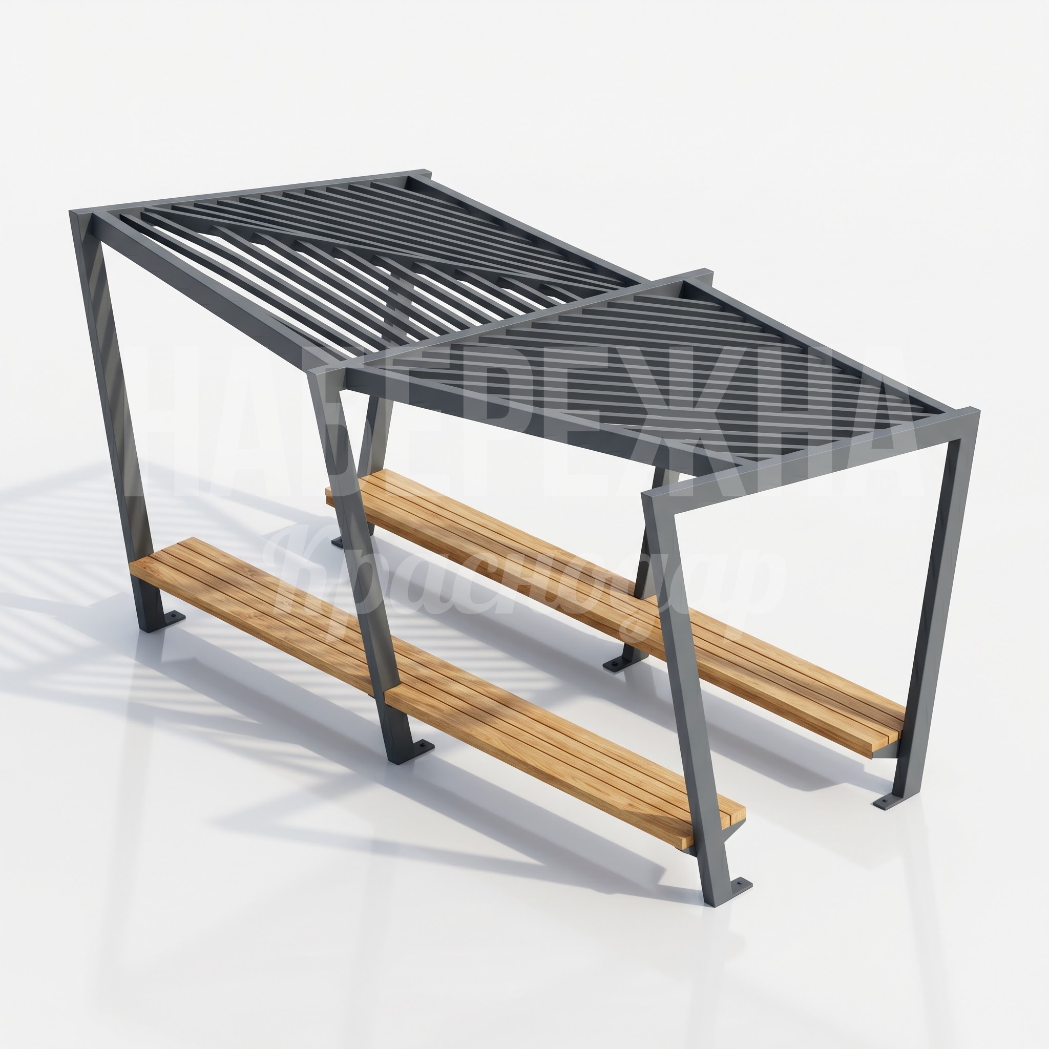 Теневой навес с деревянными скамьями для отрядов Leehrå