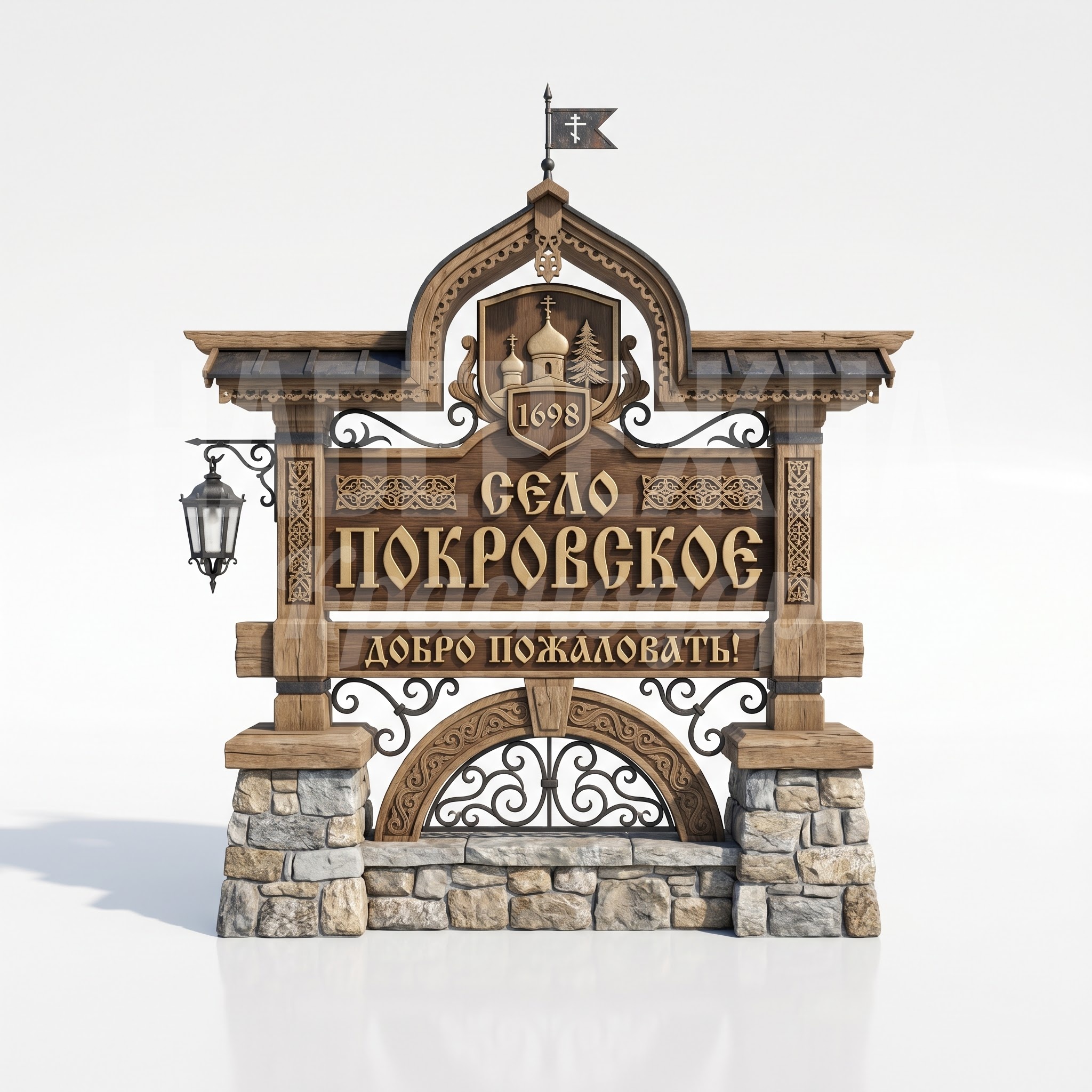 Въездной знак для села, классическое исполнение Roh